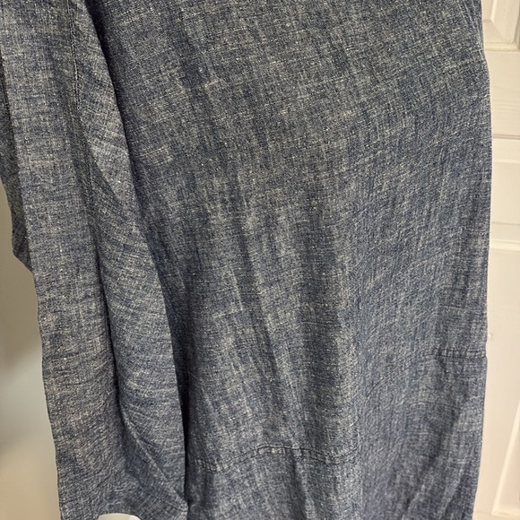 Eileen Fisher Dress 3/4 Sleeve Cotton Chambray Blue Oversized Medium - Picture 2 of 5